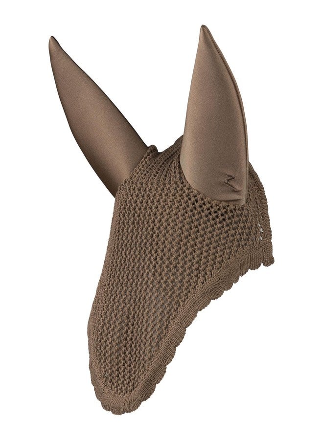 HORZE Marquess Crochet Horse Ear Bonnet | Sound Dampening Fly Protection - Walnut - Horse - Image 1
